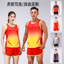 Track and field training suit suit Mens and womens running sports vest shorts Student printed team uniform Sports custom competition suit
