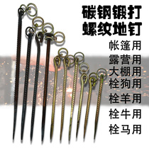 Threaded steel thick film nails outdoor tents fixed windproof camp nails forged extended bolts cattle horses sheep and dog piles nails
