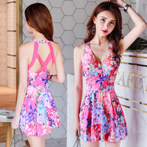 Swimwear women 2021 new hot spring swimsuit conservative sexy plus size conjoined Korean ins ladies bath suit