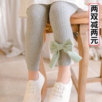 Spring Autumn Season Children Erect Bar Butterfly Knot Knit Cotton Bottom Pants Girl Thin you can open crotch baby Little CUHK