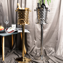  Thickened metal stainless steel ice bucket rack European-style antler champagne bucket hammer ice bucket household bar KTV display rack