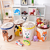  Household baby toy storage bucket Fabric folding cartoon childrens dirty clothes storage basket bundle mouth dirty clothes basket artifact
