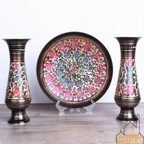 Pakistan imported copper vase set hanging plate set Xinjiang Xinjiang Hotel classic display vase plate