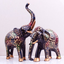 Pakistan bronze black paint color couple elephant Feng Shui lucky copper decoration Wedding room home art decoration
