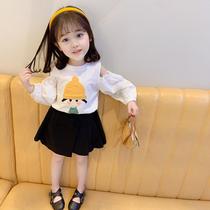 Female baby Joker base shirt girl long sleeve T-shirt 2021 spring new childrens coat cartoon Korean version of strapless