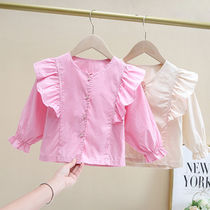 Spring and Autumn childrens shirts Girls long-sleeved shirts autumn 2021 Western style fashionable net red girl tops