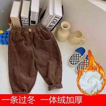 2021 Korean fashion boys trousers childrens trousers autumn winter cotton corduroy boys and girls loose casual pants