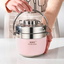 304 stainless steel insulated barrel office workers small students 1 person insulated lunch box portable double-layer lifting pot bento box