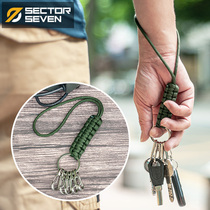 Zone 7 hand rope keychain Tactical multi-function outdoor camping emergency survival rope key storage buckle ring