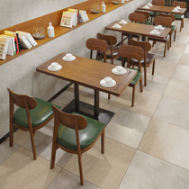 Cafe milk tea shop Solid wood table and chair combination Western restaurant Fast food noodle restaurant Canteen Restaurant Japanese restaurant Dining furniture