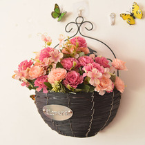 Rattan flower pot wall hanging basket adhesive hook flower pot hanging wall decoration pendant Wall Straw flower pot