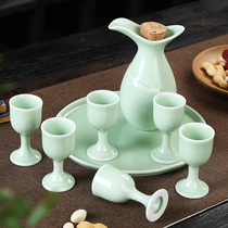 Classical ceramic goblet Wine set Catering household liquor wine dispenser Warm hot small wine cup Japanese antique sake pot
