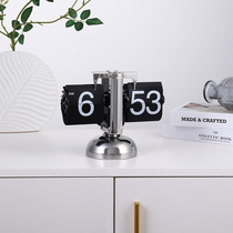  Automatic page turning table clock desktop decoration Modern simple clock light luxury decoration table clock Household dining living room Bedroom
