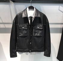 BIRD EAGLE PEACE spring and autumn black long sleeve lapel overroll locomotive leather mens bomber jacket jacket