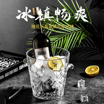 European red wine Champagne ice bucket Ice bucket Transparent thickened crystal glass ice bucket Portable bar ice bucket