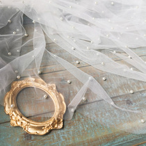 1 5m wide rice white mesh bead dreamy wedding headdress gauze dress Princess style dress soft mesh