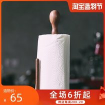 Fanhan solid wood vertical tissue holder Hole-free kitchen suction oil wiping paper box Desktop wiping hand roll paper holder