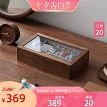 Fanhan solid wood watch storage box Tanabata Valentines Day gift black Walnut collection box for watch jewelry