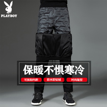 Flower Playboy down pants men outwear the autumn and winter thickened warm-off mid-aged light and thin casual cotton pants