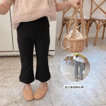 Girls Cotton Pants Solid Color Slim 2021 Childrens Elastic Bell Pants Baby Autumn Dress