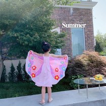 Girls summer cotton sundress 2021 new childrens cute butterfly wings long dress Korean version of foreign style(June 2