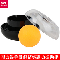 Deli 9109 round hand wet device Financial office use banknote dip hand water tank Financial office supplies