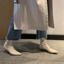 FairyWink Miss Hera ~ show thin pointed cat heel short tube thin thin elastic ankle boots womens spring and autumn single boots