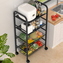 Kitchen shelf floor multi-layer microwave oven shelf storage trolley vegetable basket home supplies