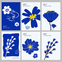 Klein Blue Nordic abstract flower blue niche art decorative painting poster canvas printing stickers painting core