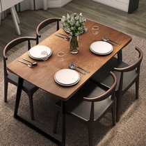  Solid wood dining table and chair combination Dining table Restaurant Nordic dining table Household small apartment modern simple simple chair
