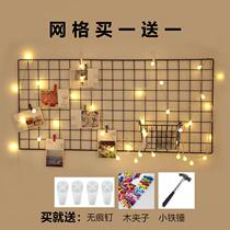 Wrought iron grid photo wall wire grid piece hanging wall rack iron grid frame display stand grid subnet wall hanging net