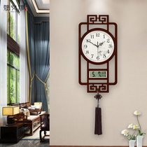 New Chinese wall clock Living room household punch-free calendar wall clock table atmospheric simple fashion silent quartz clock