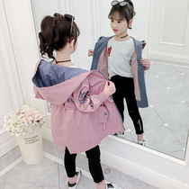 Girlsgarment coat spring and autumn childrens clothing in the long - range 2023 new spring - dress girl Han - Ed Gas Net infrared coat