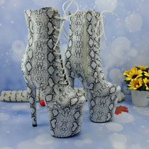 Leecabe new fashion high heel boots snake pattern waterproof platform high heels dance shoes 3B