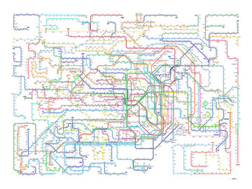 日本东京地铁线路图海报 双语版中文版装饰画  可折叠 高清不褪色
