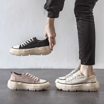 Hong Kong trendy brand 2021 new casual canvas shoes female ins net red transparent soleplate shoes all-match lace-up platform shoes