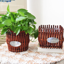 Rattan flower pot living room home furnishings creative personality green plant pastoral flower basket vine weaving flower arrangement cute