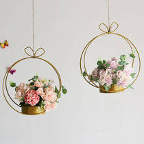 Metal Wall Hanging Flower Basket Geometric Flower Arrangement Hanging Wall Flower Flower Stand Iron Flower Basket Floral Creative New Hanging Flower Basket