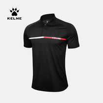 KELME Karmi Comfort Breathable Polo Shirts Men Summer Geometric Printed Short Sleeve Perspiration Running Sports T-shirt
