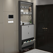 Shoe cabinet ultra-thin tipping bucket home door with coat rack storage Simple multi-function door storage integrated cabinet