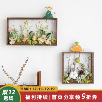 Aying French ins bedside restaurant TV background wall wall cover ugly decorative flower simulation plant table painting