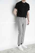 GFORINNERTHOUGHT SUMMER COOL NINE points FORMAL IMPORTED NON-hot WORSTED WOOL THIN TROUSERS