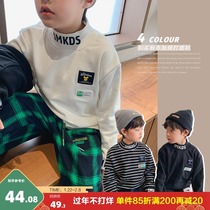 BB children's clothing boys plus velvet turtleneck bottoming shirt warm winter 2021 new winter children's T-shirt