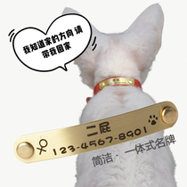 Pet cat brand dog integrated anti-lost name brand minimalist copper stainless steel exclusive custom collar purchased separately