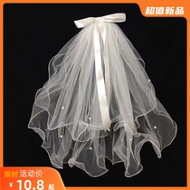 Super fairy certificate veil headdress marriage Sen series net red photo props proposal marriage bow fluffy yarn advanced French