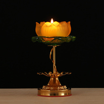 High foot glazed alloy Lotus ghee lamp holder for Buddha ghee candle holder base long light Lotus butter lamp