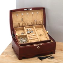 Lowe wooden jewelry box multi-layer retro style jewelry storage box wedding jewelry box jewelry box jewelry box storage box with lock