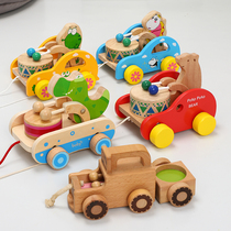 Drag toddler toy pull cart childrens trolley hand rope pull cable toy cart baby toy 1-2-3 years old