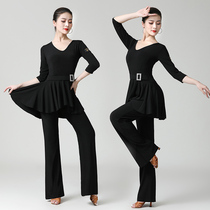 Latin dance suit suit female adult suit long sleeve dance performance competition costume square three-step skirt pants