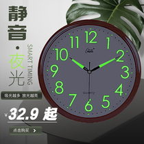 Combus 12 inch round sweep second movement simple clock luminous silent glass wall clock living room art clock